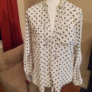 Abercrombie & Fitch Peasent Boho Print White Blouse -Size XS